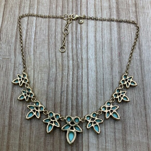 J. Crew Faux Turquoise Crystal Cluster Statement Necklace - Picture 6 of 6